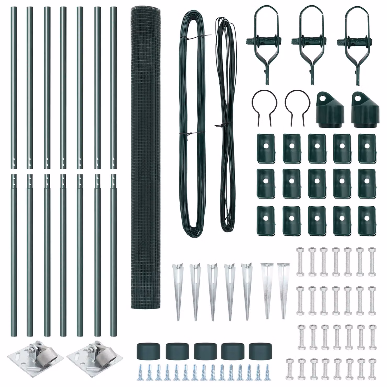 Berkfield Home Green Steel Welded Wire Fence with 7 Spike Posts, W: 10 m, H: 1.5 m – 2