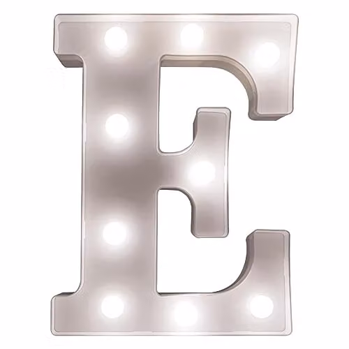 mysmartbuy White Battery Powered 3D LED Letter E Light, H 22 x W 14 x D 3 cm – 1