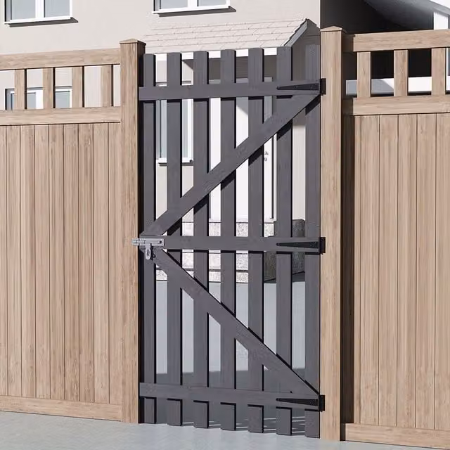 Breeins Grey Wood Garden Fence Gate, Height: 180 cm