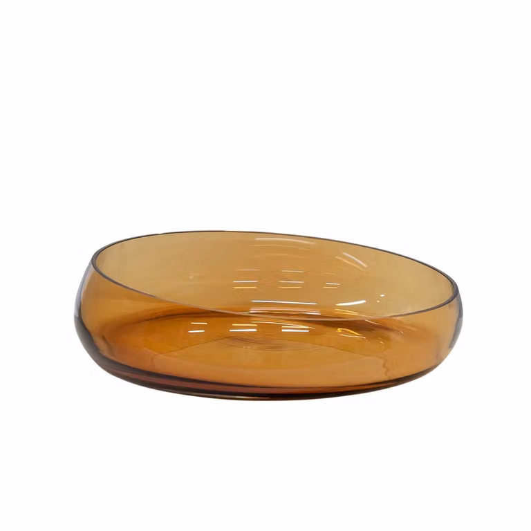 Dome Deco GIA Oval Glass Tabletop Centrepiece Bowl in Brown