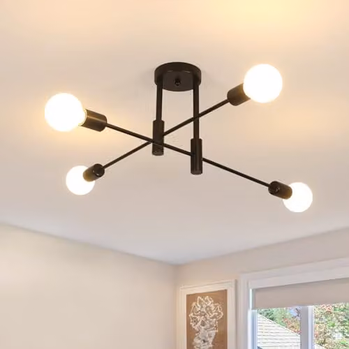 Goeco Vintage Metal Ceiling Light in Black with E27 Lampholder – 1