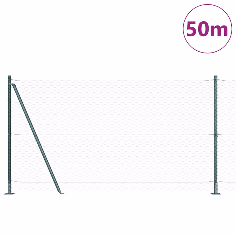 Berkfield Home Green Steel Hexagon Fence, 1.2 x 50 m