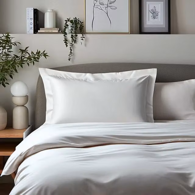 Snug City Luxury 400TC Mako Sateen Cotton Oxford Pillowcase Pair in White, Standard Size – 1