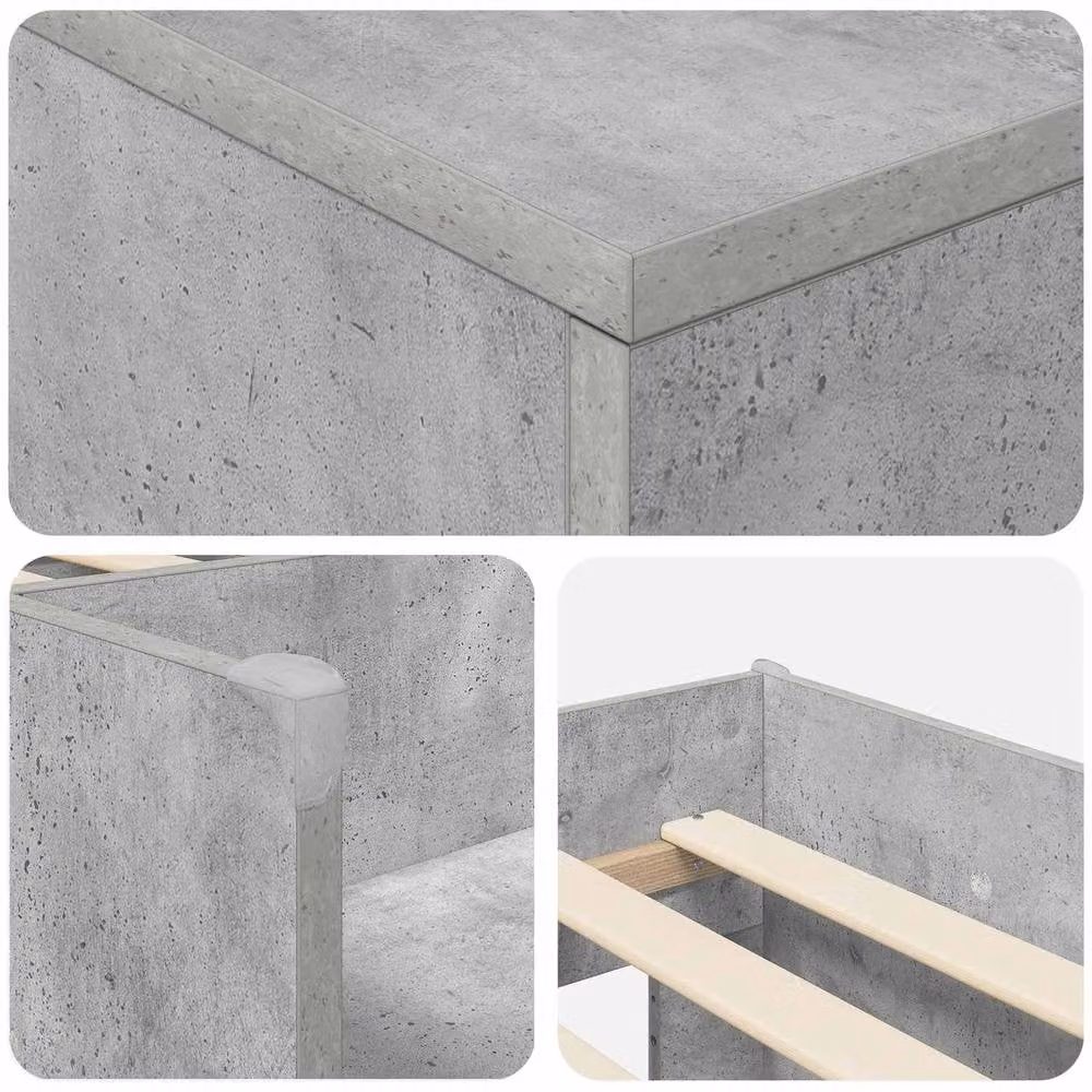Berkfield Home Loft Bed Frame with Cabinet in Concrete Grey Engineered Wood – 3