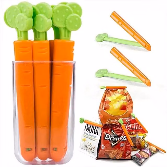KDMD Orange Plastic Food Bag Sealer Clips, 5 Pack