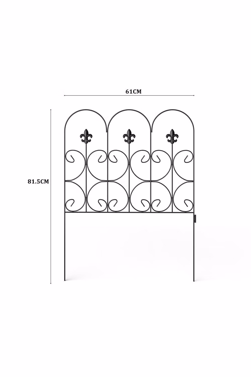 Living and Home 5 Panel Arched Metal Garden Edging Fence in Black, W/H: 61 x 81.5 cm – 3