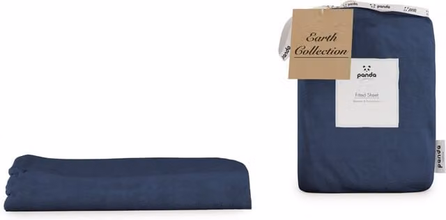 Panda London Navy Blue Bamboo and French Linen Fitted Sheet, Super King, 200 x 200 cm – 1