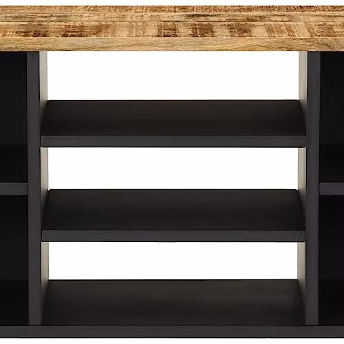 vidaXL Brown Acacia and Mango Wood TV Cabinet with Storage Shelves and Iron Feet – 5
