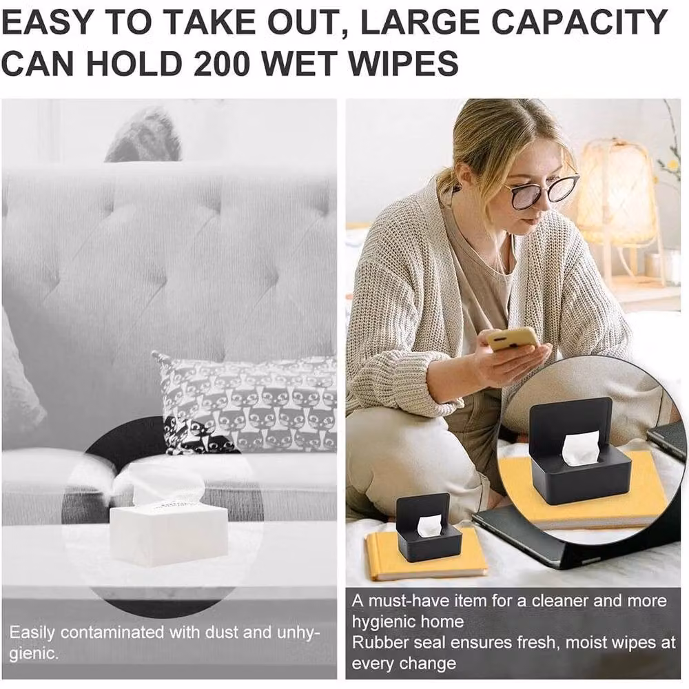 SPETLEK Black Plastic Wet Wipes Dispenser Box, 2-Piece Set – 4