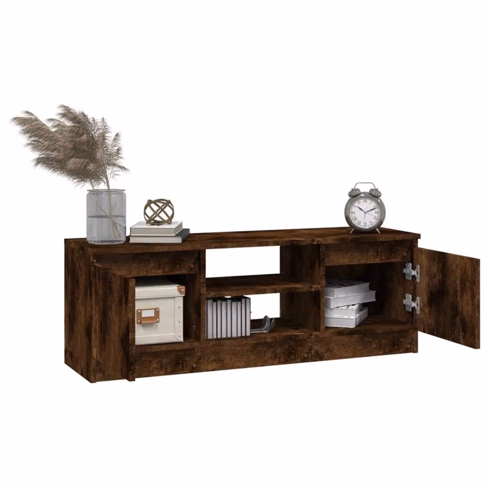 Berkfield Home TV Cabinet with Door in Smoked Oak Brown, W/D/H: 102 x 30 x 36 cm – 3