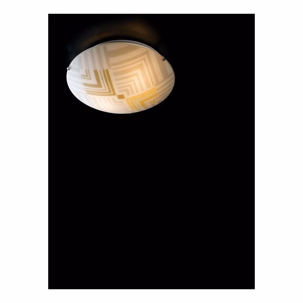 Netlighting SEVENTY 2 Light Patterned Glass Flush Ceiling Light, White, Diameter: 30 cm – 2
