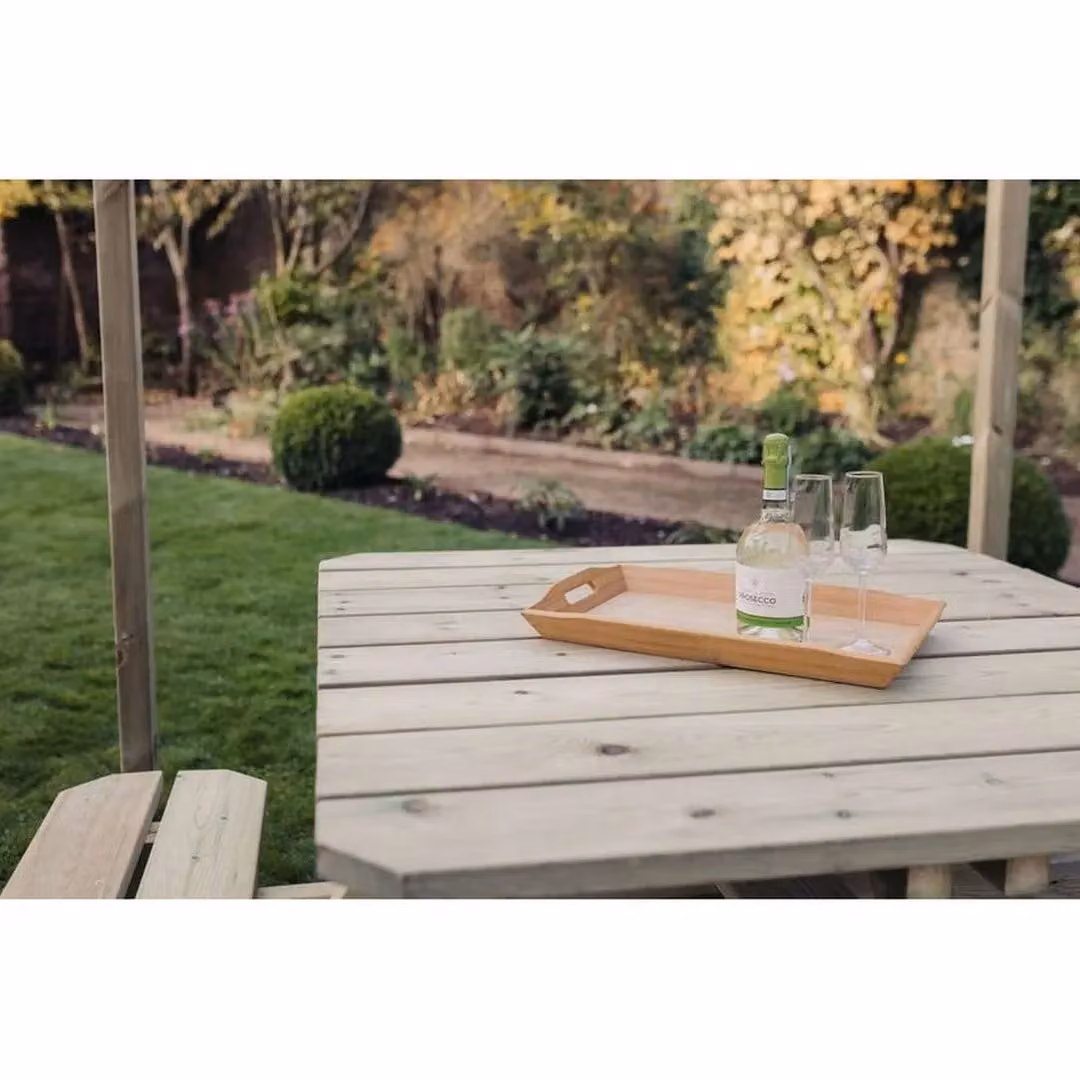 Churnet Valley Garden Furniture Ltd Brown Wooden Square Garden Table for 8 People W/D/H: 200 x 200 x 75 cm – 4