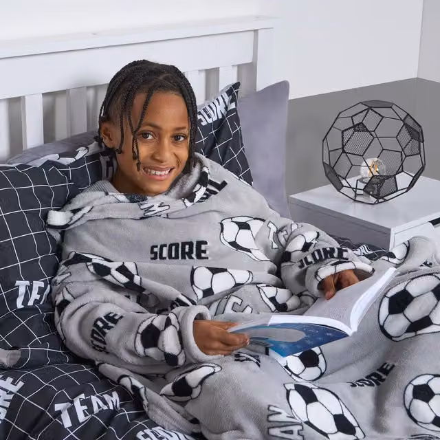 OHS Kids Wearable Fleece Blanket with Sleeves in Light Grey – 1