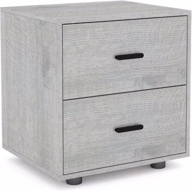 FORGEVIO Set of 2 Ash Grey Wooden Bedside Tables with Drawers – 1
