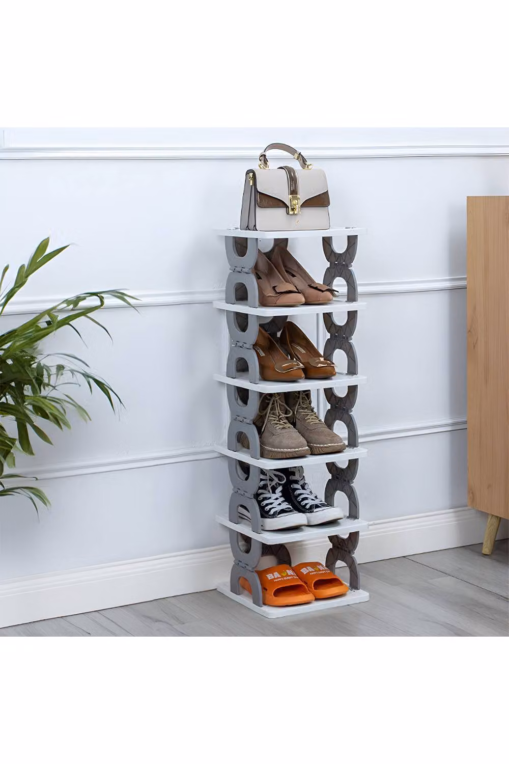 Living and Home 6-Tier Foldable Space-saving Shoe Rack in Grey – 2