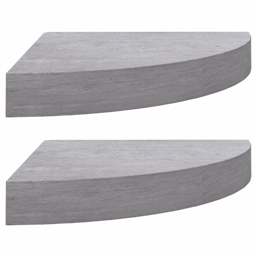 Berkfield Home Wall Mounted Corner Shelves, 2 Pack, Concrete Grey MDF and Metal, W: 35 cm, D: 35 cm, H: 3.8 cm – 3