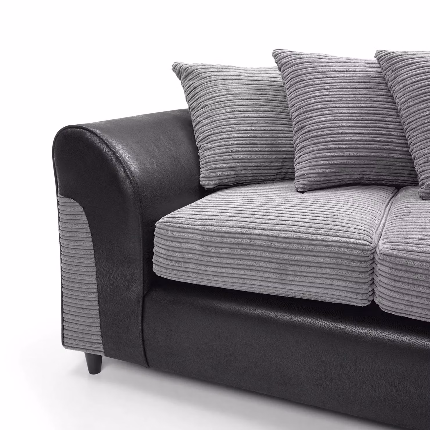 Abakus Direct Harvey Right Facing L-Shape Corner Sofa in Grey with Scatter Cushions and Removable Covers – 3