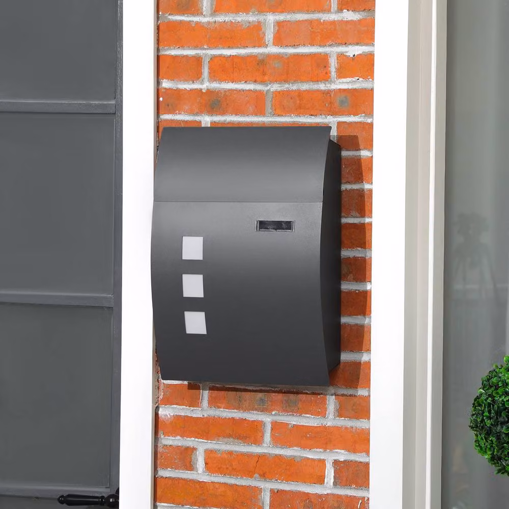 STILVORA Wall Mounted Steel Letterbox in Grey, W/D/H: 32.0 x 45.0 x 10.0 cm – 2