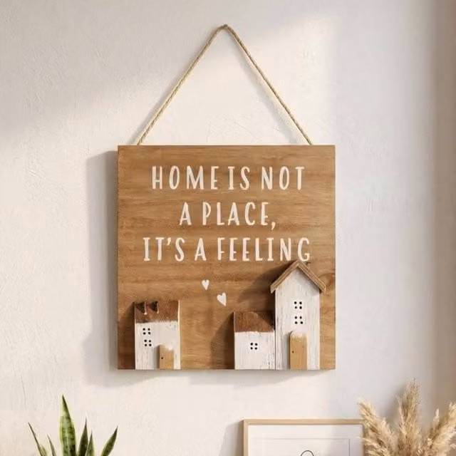 Garden Greatness Hanging Wooden Heart Wall Plaque in Brown and Multicolour