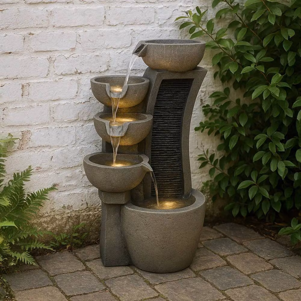 Monstershop Electric Tabletop Cascade Water Feature in Grey, W/D/H: 31 x 31 x 65 cm – 3