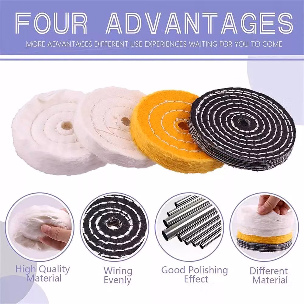 Nordara 8-Piece Multicolour Spiral Stitched Cotton Buffing and Polishing Wheel Mop Kit, Diameter: 520 mm – 4