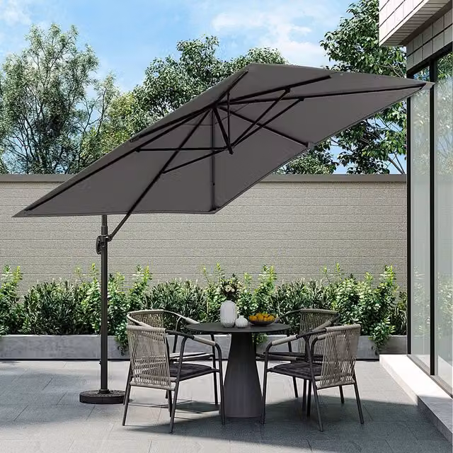Breeins Grey Cantilever Parasol with Adjustable Polyester Canopy and HDPE Base