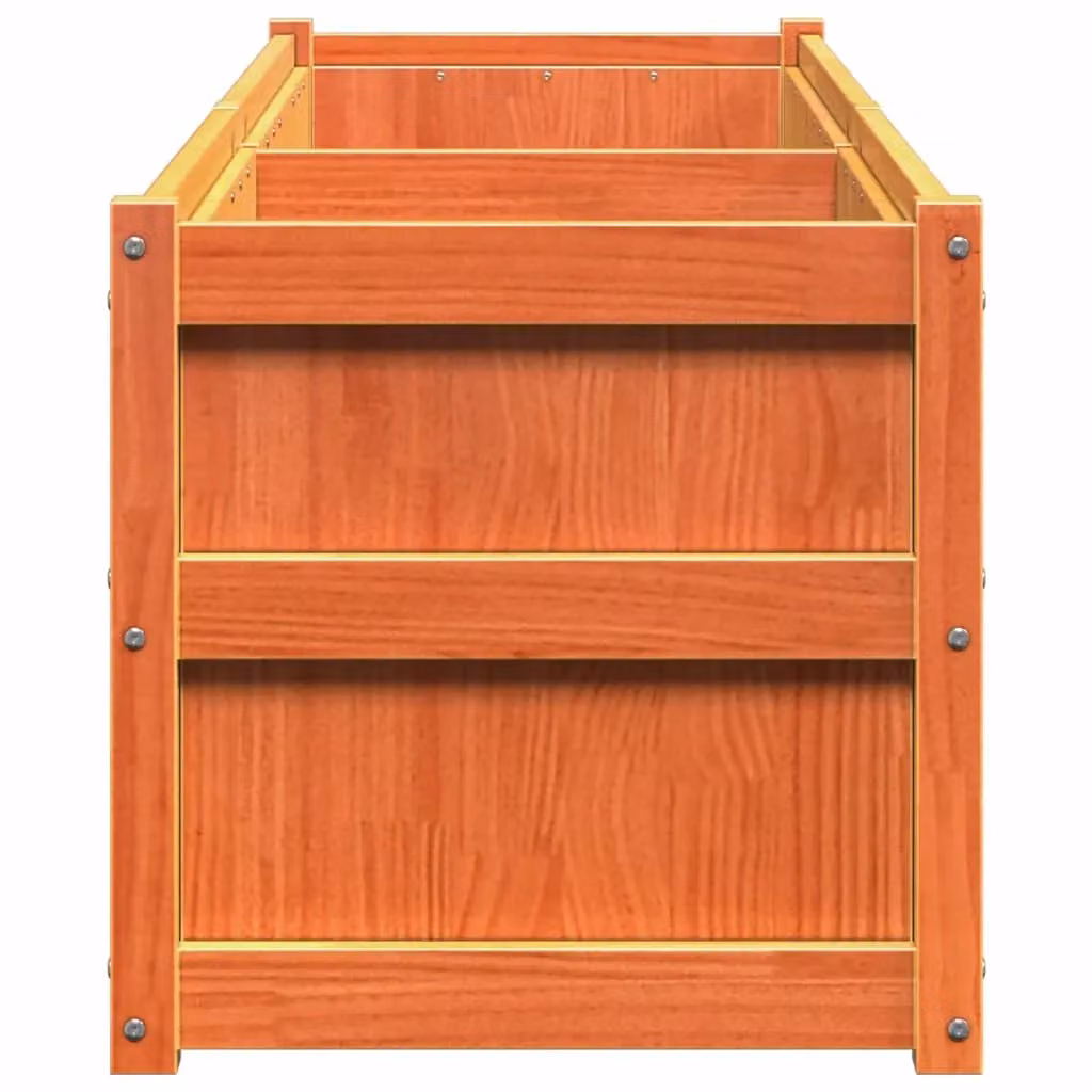 Berkfield Home Waxed Brown Pine Wood Garden Planter W/D/H: 180 x 50 x 50 cm – 3