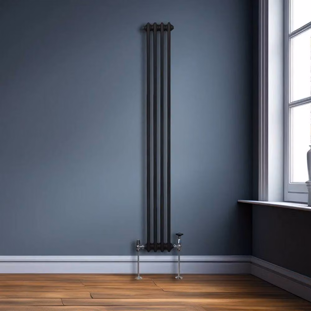 Monstershop Traditional 2 Column Steel Radiator in Black, H 180 cm x W 20.2 cm x D 7 cm – 4