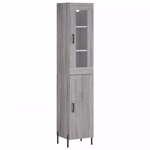 vidaXL Modern Grey Sonoma Highboard in Engineered Wood W/D/H: 34.5 x 34 x 180 cm