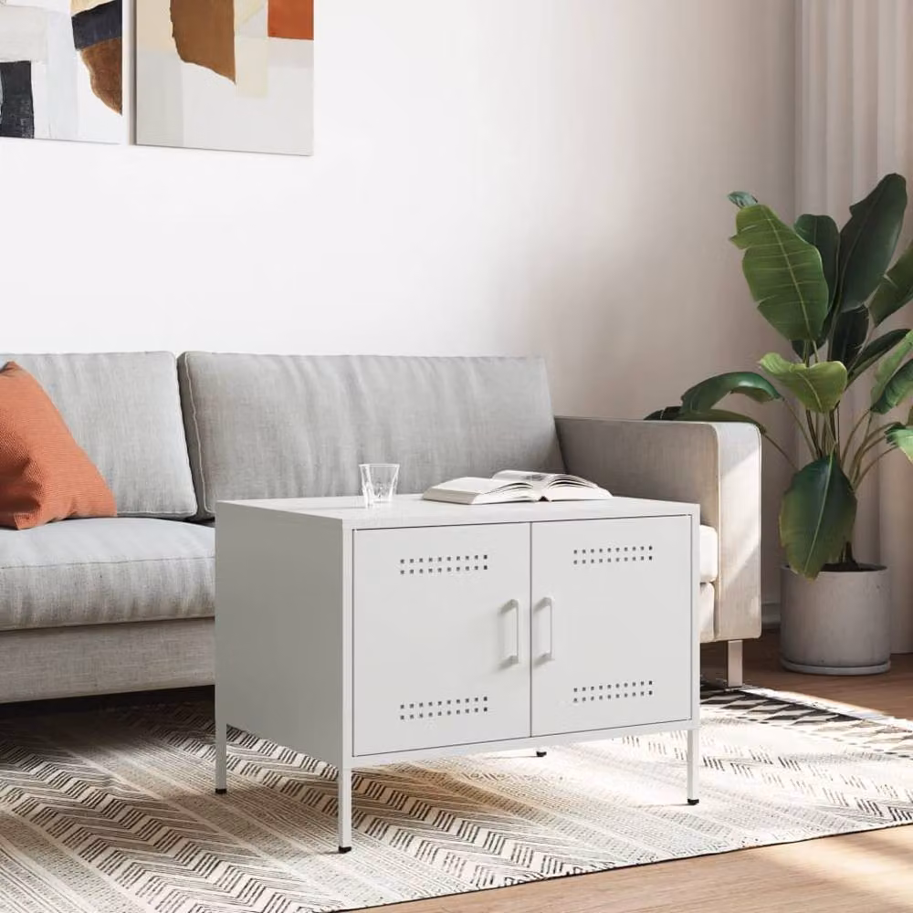 Berkfield Home Sturdy White Metal Coffee Table W: 68 cm, D: 50 cm, H: 50.5 cm – 2