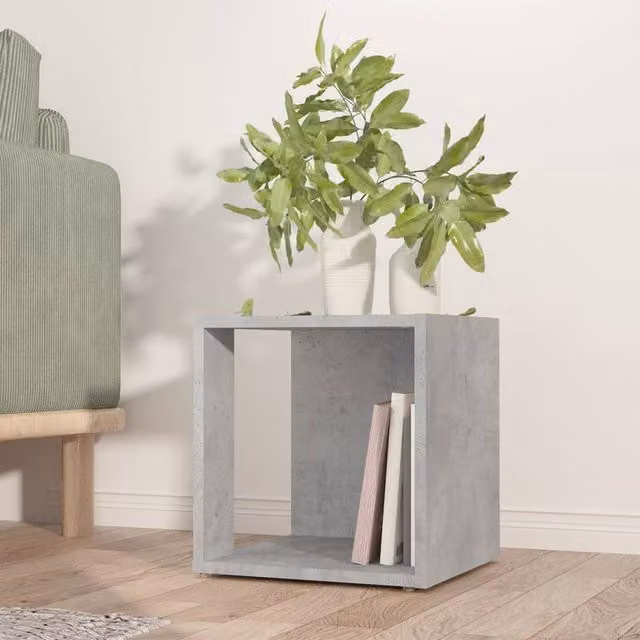 Berkfield Home Grey Concrete Effect Square Side Table, W/D/H: 33 x 33 x 34.5 cm