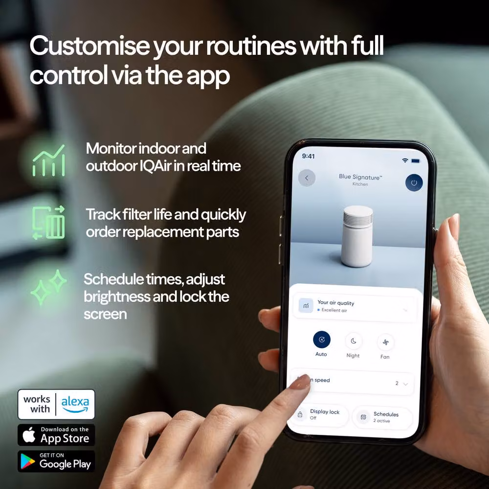 Blueair Blue Signature Medium Air Purifier in Dark Blue with App Control and Activated Carbon Filter – 5