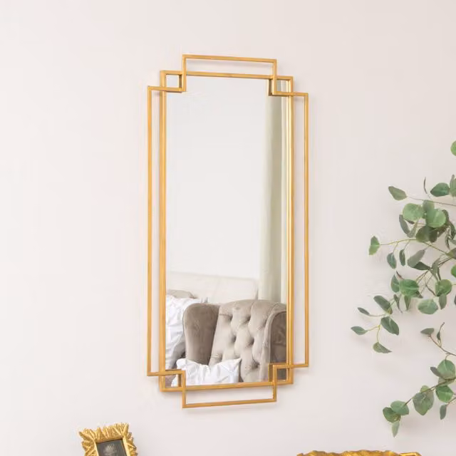 Melody Maison Gold Rectangular Wall Mirror