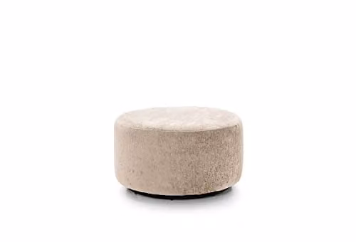 Abakus Direct Solero 360 Degree Swivel Footstool in Beige Velvet, Diameter: 73 cm, Height: 40 cm