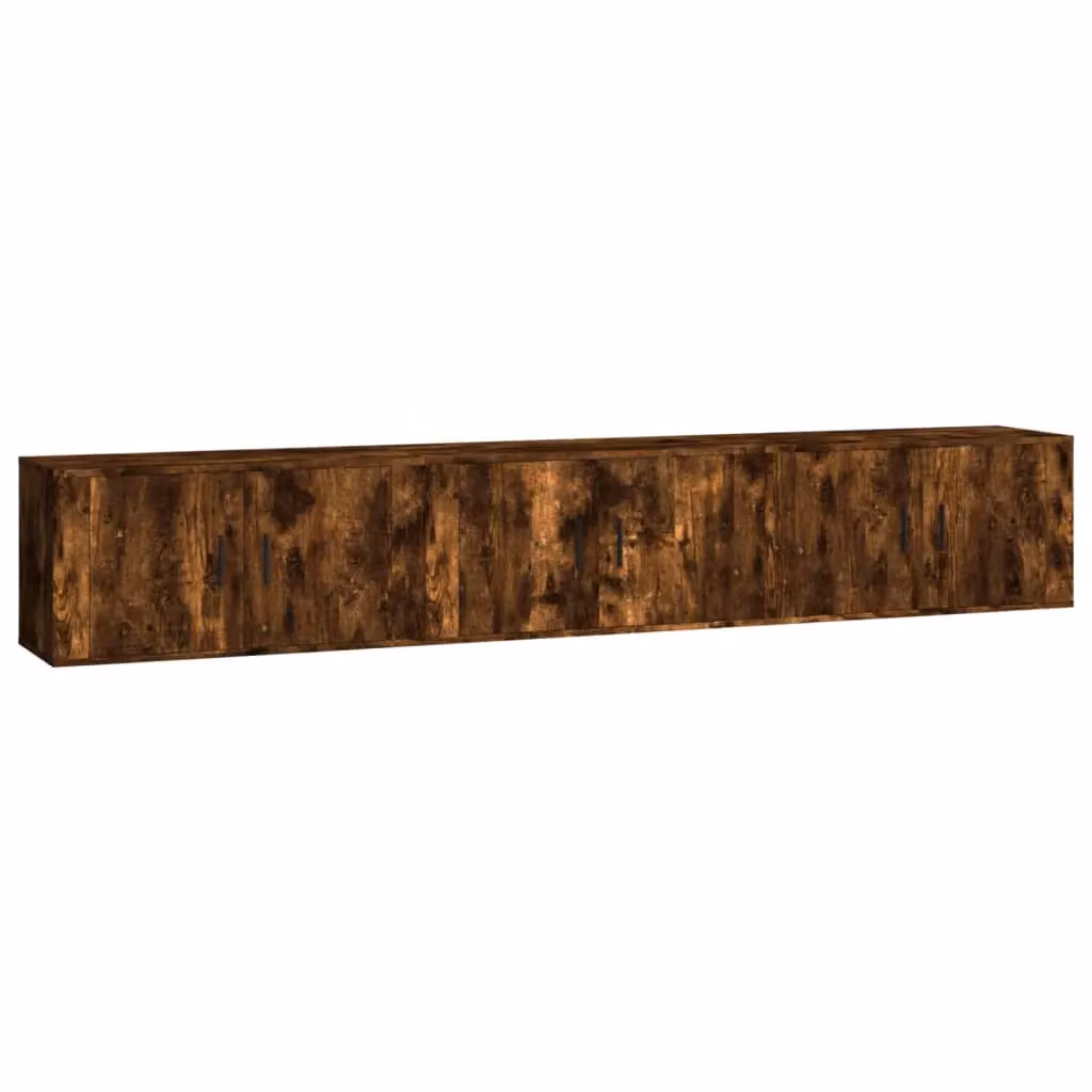 Berkfield Home Set of 3 Wall-mounted TV Cabinets in Smoked Oak Brown, W/D/H: 80 x 34.5 x 40 cm – 2