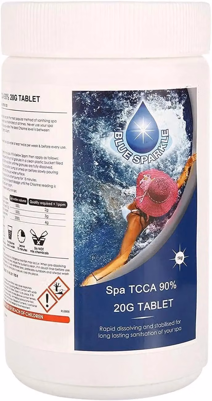 Shatchi Chlorine Disinfection Tablets for Spa and Hot Tub Cleaning, 2 Pack, 1kg Total, White – 3