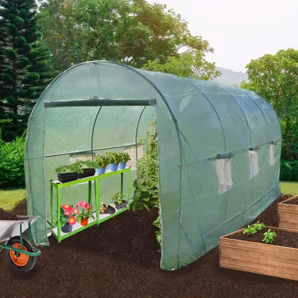 Monstershop Green Polytunnel with Racking and Shelving, W/D/H: 300 x 300 x 200 cm – 1