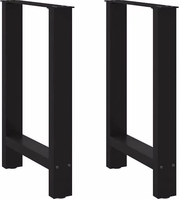 Berkfield Home Black Steel Coffee Table Legs, 2 Pieces, H: 72-73 cm x W: 50 cm