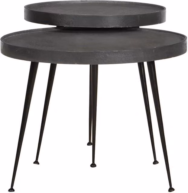 Berkfield Home Set of 2 Black Round Nested Coffee Tables in Matt Engineered Wood