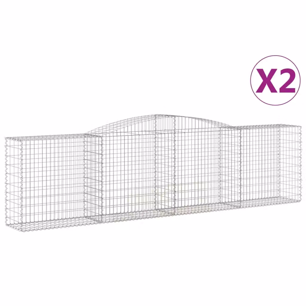 Berkfield Home Arched Gabion Baskets, 2 Piece Set, Silver Galvanised Steel, W: 400 cm, D: 50 cm, H: 100-120 cm – 2