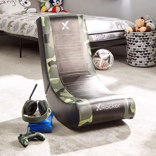 X Rocker Green Floor Rocking Gaming Chair for Children