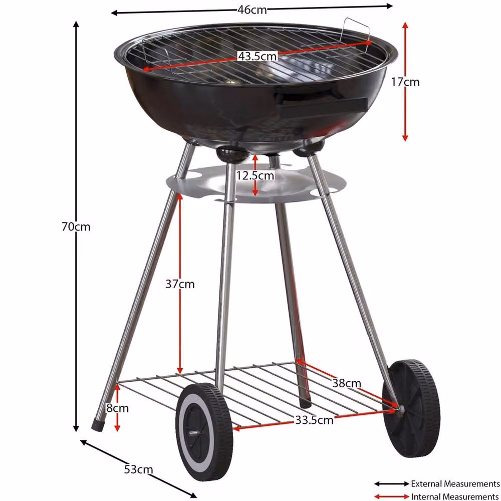 SPETLEK Portable Round Charcoal Kettle BBQ in Red and Black – 2