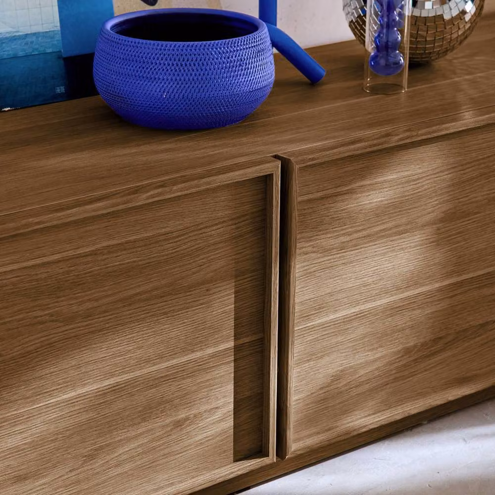 sweeek Modern Wood TV Stand with 3 Doors in Dark Brown, W/D/H: 180 x 45 x 43 cm – 3