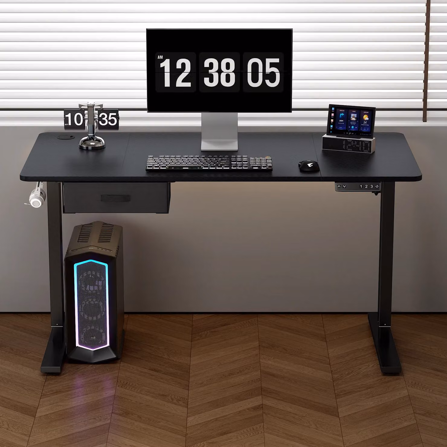 MCC Direct Height Adjustable Electric Computer Desk in Black – 3