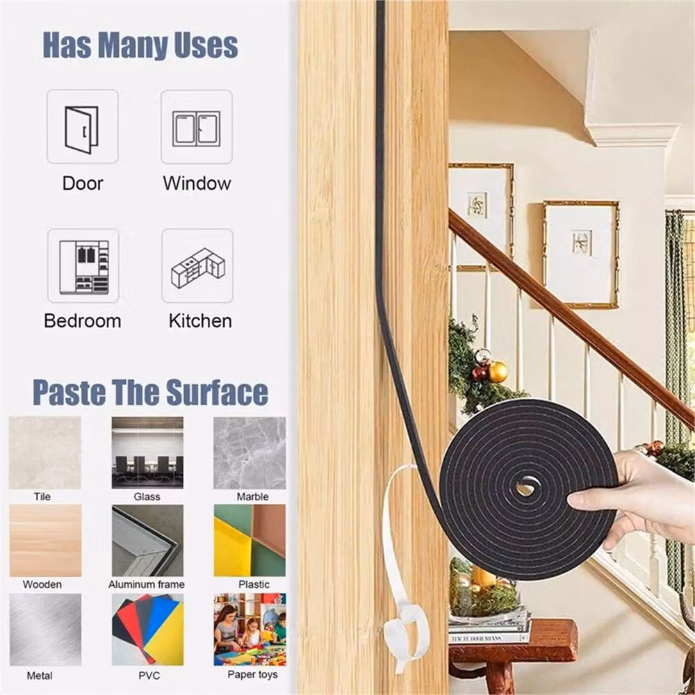 Kelvenix Self-Adhesive Black Foam Rubber Weather Strip Seal Roll, W/D/H: 520 x 25 x 20 mm – 4