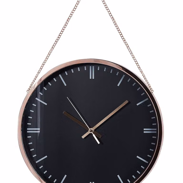 Wyld and Coco Modern Round Analog Wall Clock in Black with Diameter: 30 cm