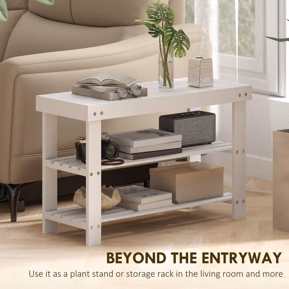 STILVORA White Bamboo Shoe Rack for Hallways – 3