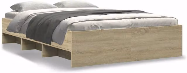 Berkfield Home Sonoma Oak Bed Frame in Natural, W/D/H: 140 x 200 x 35 cm
