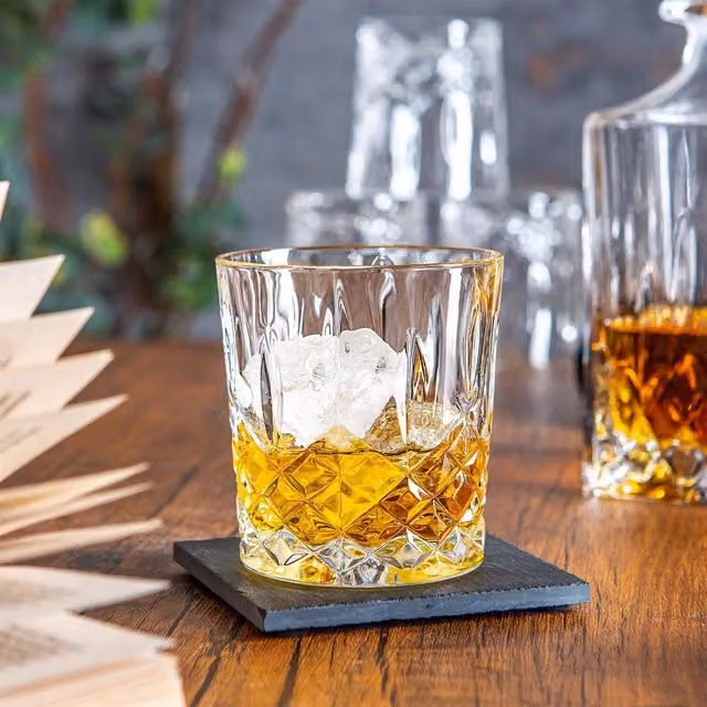 RCR Crystal Orchestra Geometric Cut Glass Tumbler, 340ml, Transparent, Set of 6