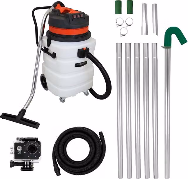 MAXBLAST Gutter Cleaning System 90L Industrial Wet and Dry Vacuum Kit with Camera in Silver and White